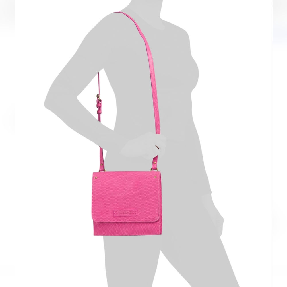 American Leather Co. Pink Leather Book Flap Crossbody - Picture 10 of 11